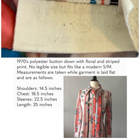 GUC Vintage 60/70s Button Down Collar Polyester Shirt - Picture 2 of 3